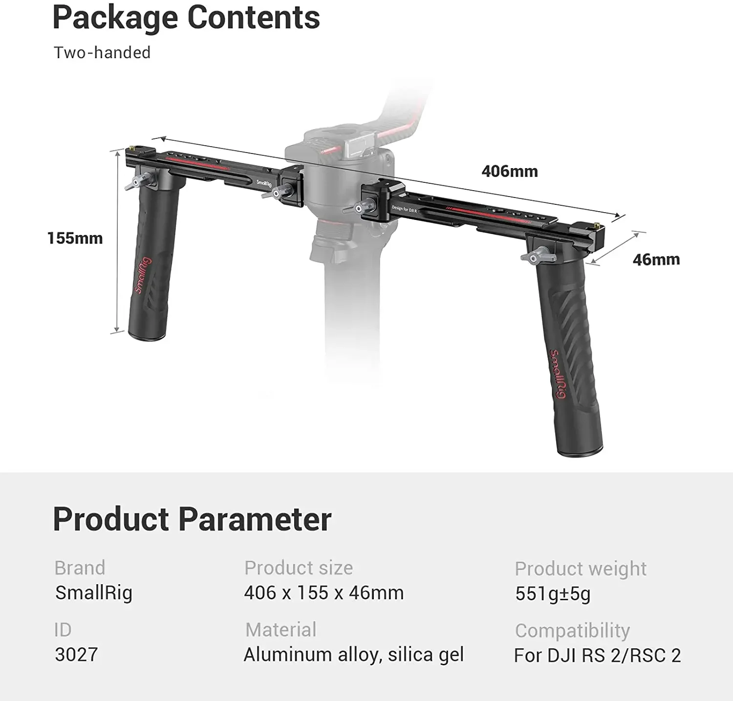 Handheld Stabilizer Gimbal - مقبض يدوي مزدوج قابل للتعديل من