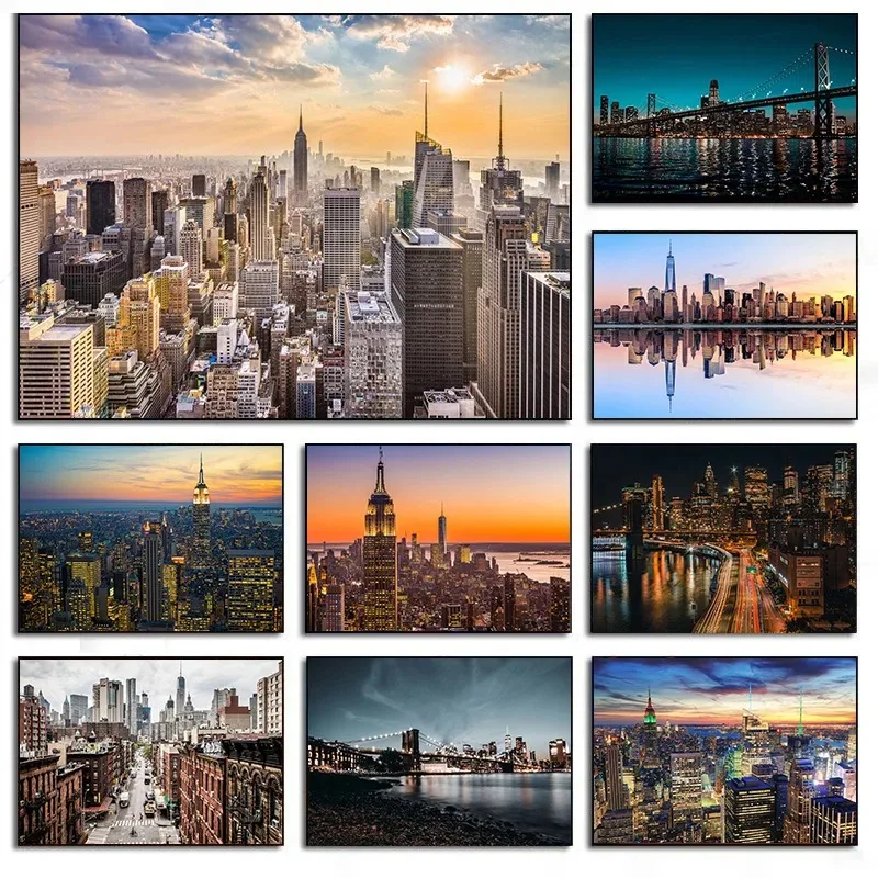 Photography New York - مدينة نيويورك ليلة أفق المشهد ملصق