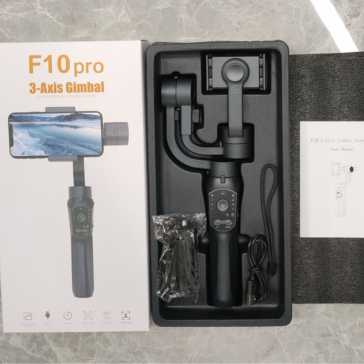 F10 PRO مثبت جيمبال ثلاثي المح - مراجعة Handheld Stabilizer Gimbal وسعره