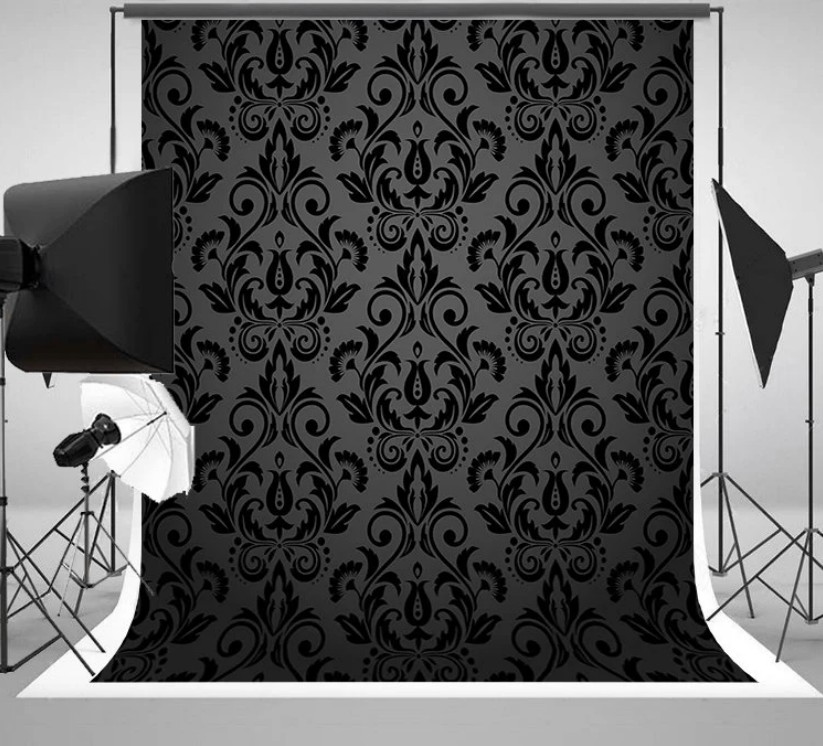 أسود رمادي أبيض دمشقي الأزهار  - مراجعة Photography Dark Cloth وسعره
